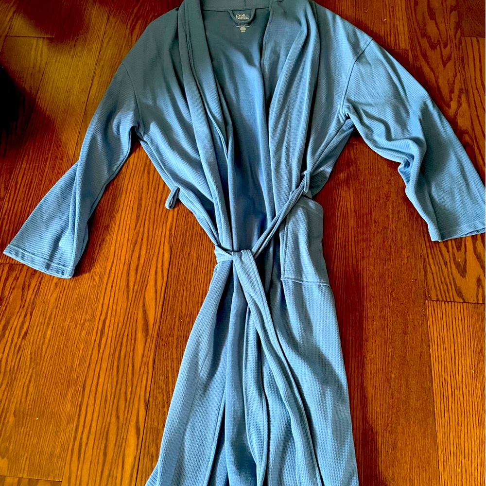 Croft & Barrow Men's  L/XL Blue Classic Waffle Weave Shawl Collar Robe